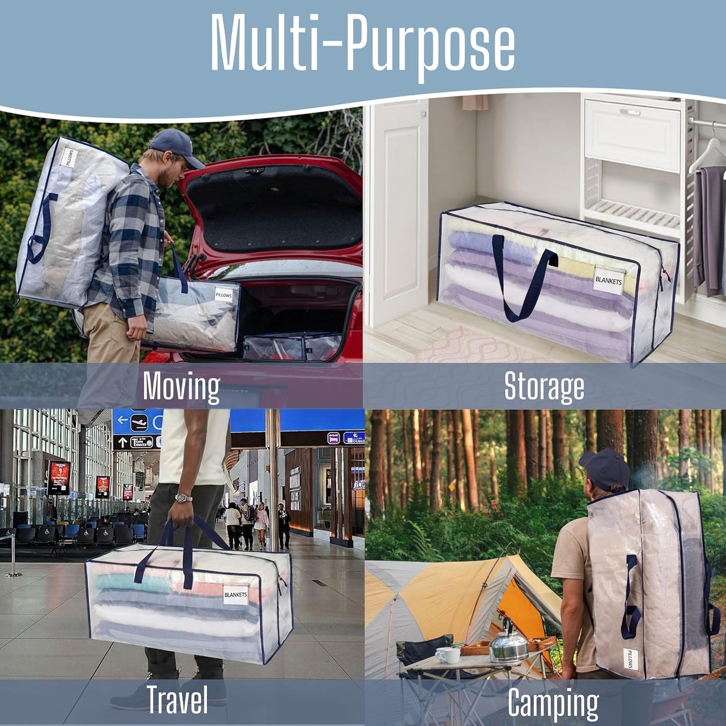 Stowe™ Heavy-Duty Moving Storage Bags with Backpack Straps