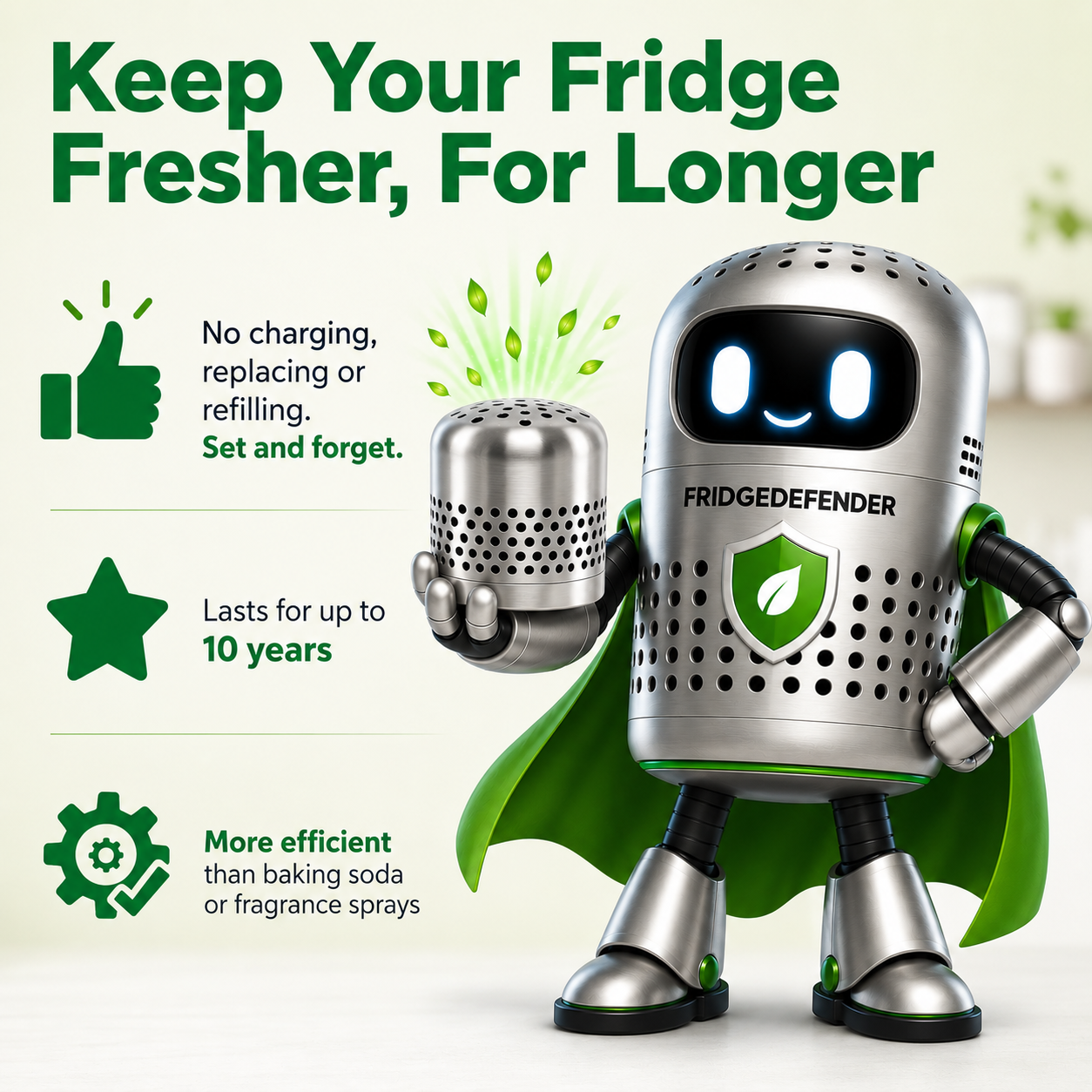 FridgeDefender® – Forget Bad Fridge Odors & Food Waste