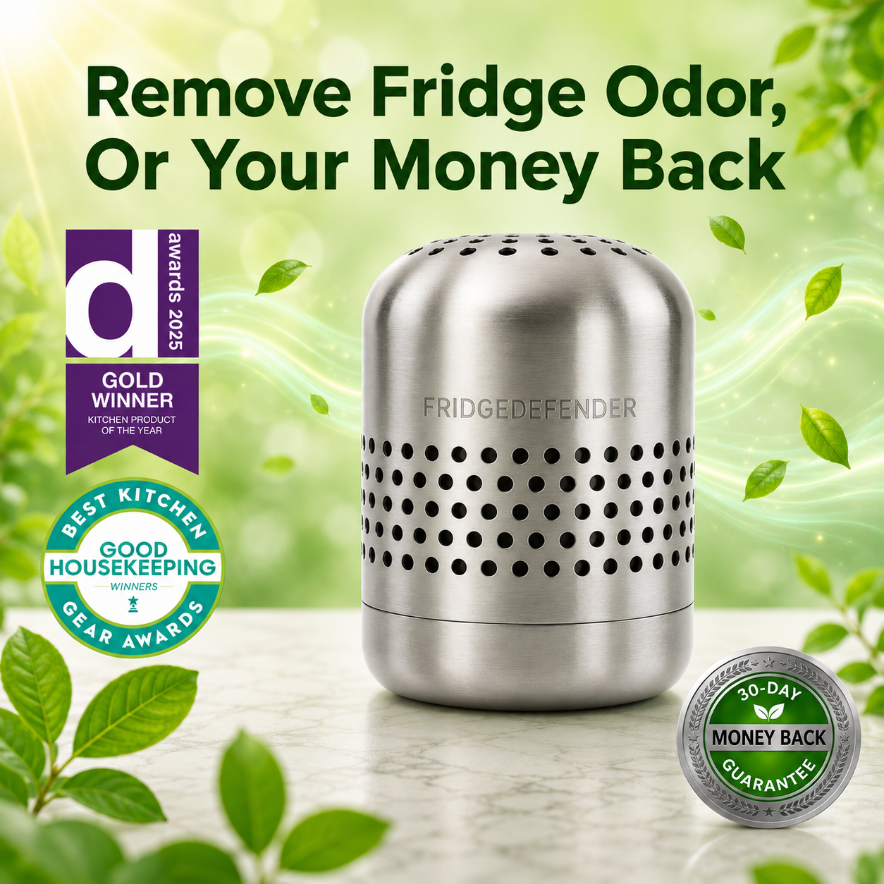 FridgeDefender® – Forget Bad Fridge Odors & Food Waste